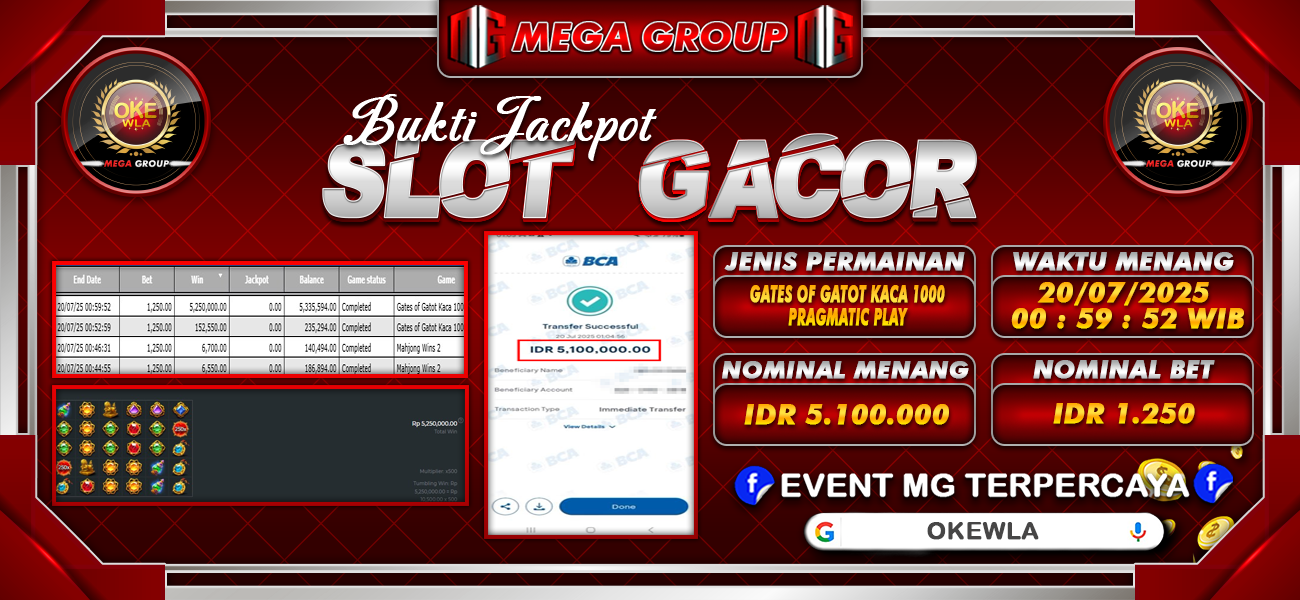 Bukti JP situs Okewla hari Minggu, 20 Juli 2025