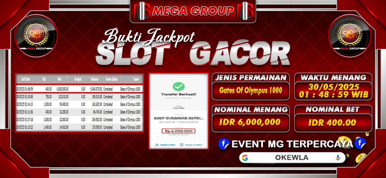 Bukti JP situs Okewla hari Jumat, 30 Mei 2025