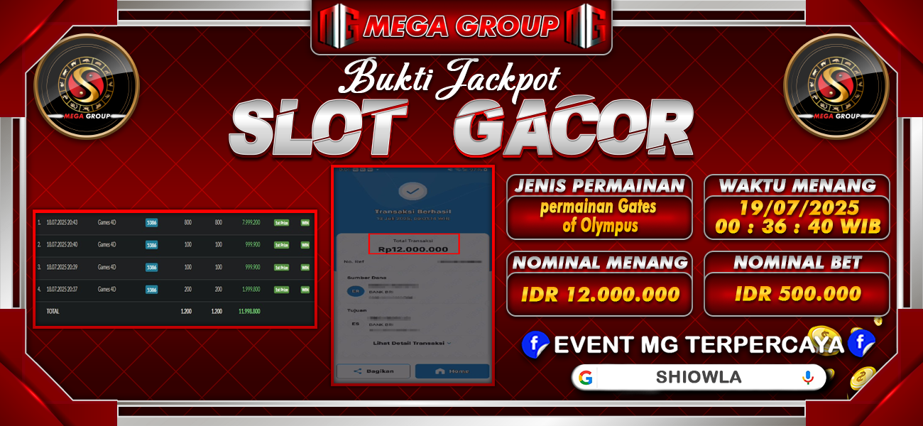 Bukti JP situs Shiowla hari Minggu, 20 Juli 2025