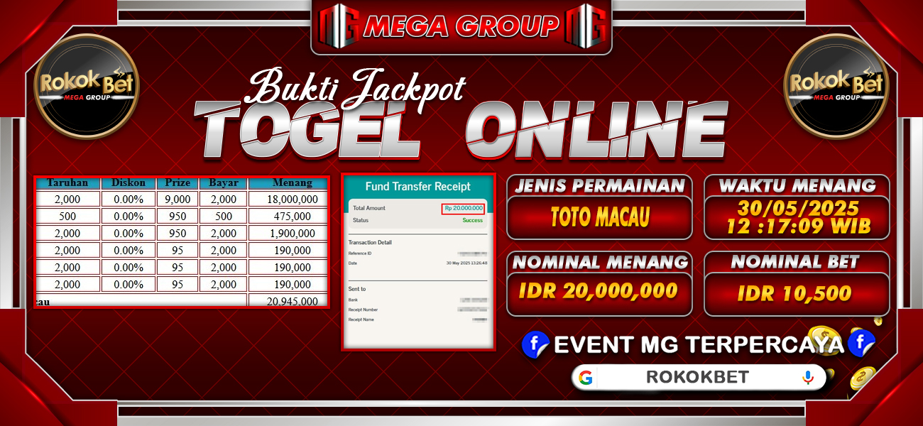 Bukti JP situs Rokokbet hari Jumat, 30 Mei 2025
