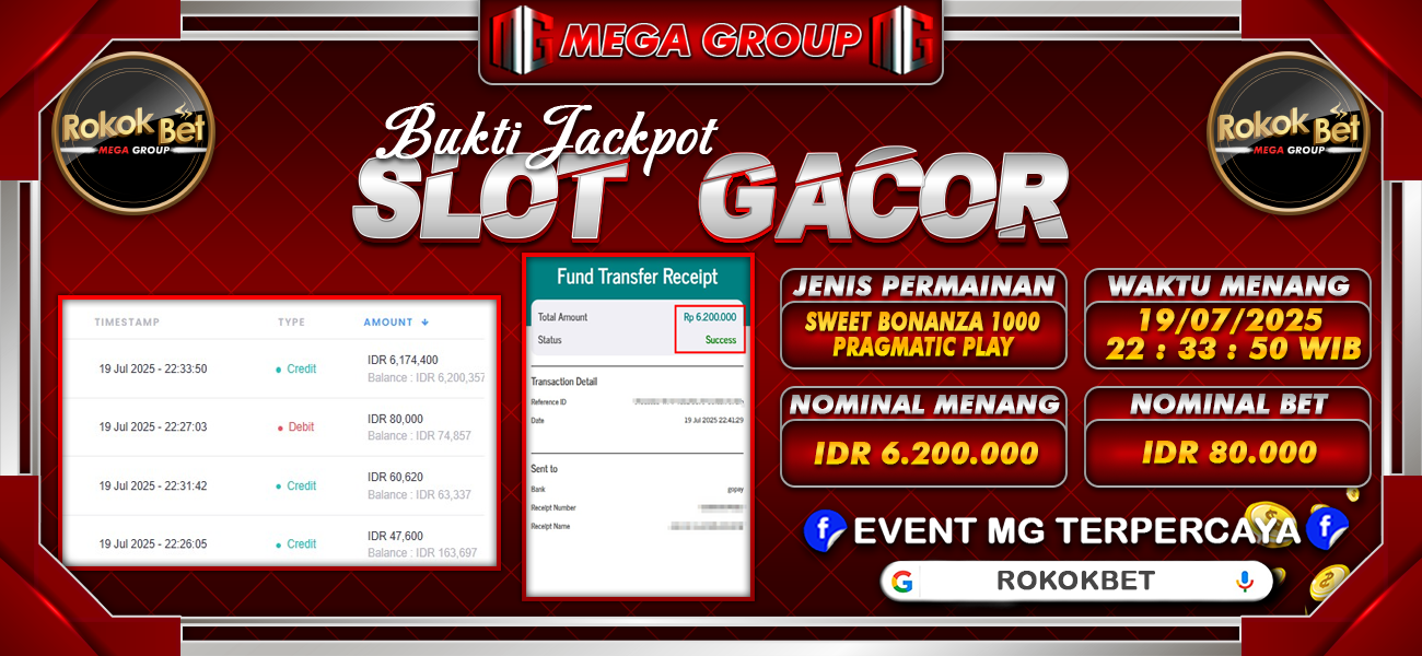 Bukti JP situs Rokokbet hari Minggu, 20 Juli 2025