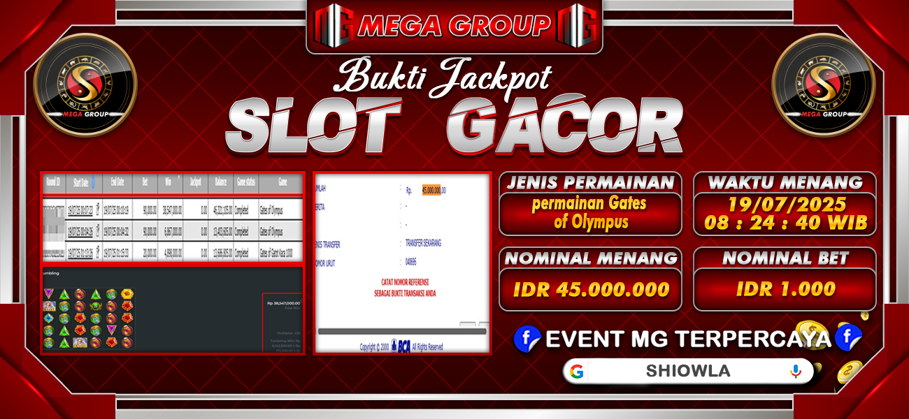 Bukti JP situs Shiowla hari Minggu, 20 Juli 2025
