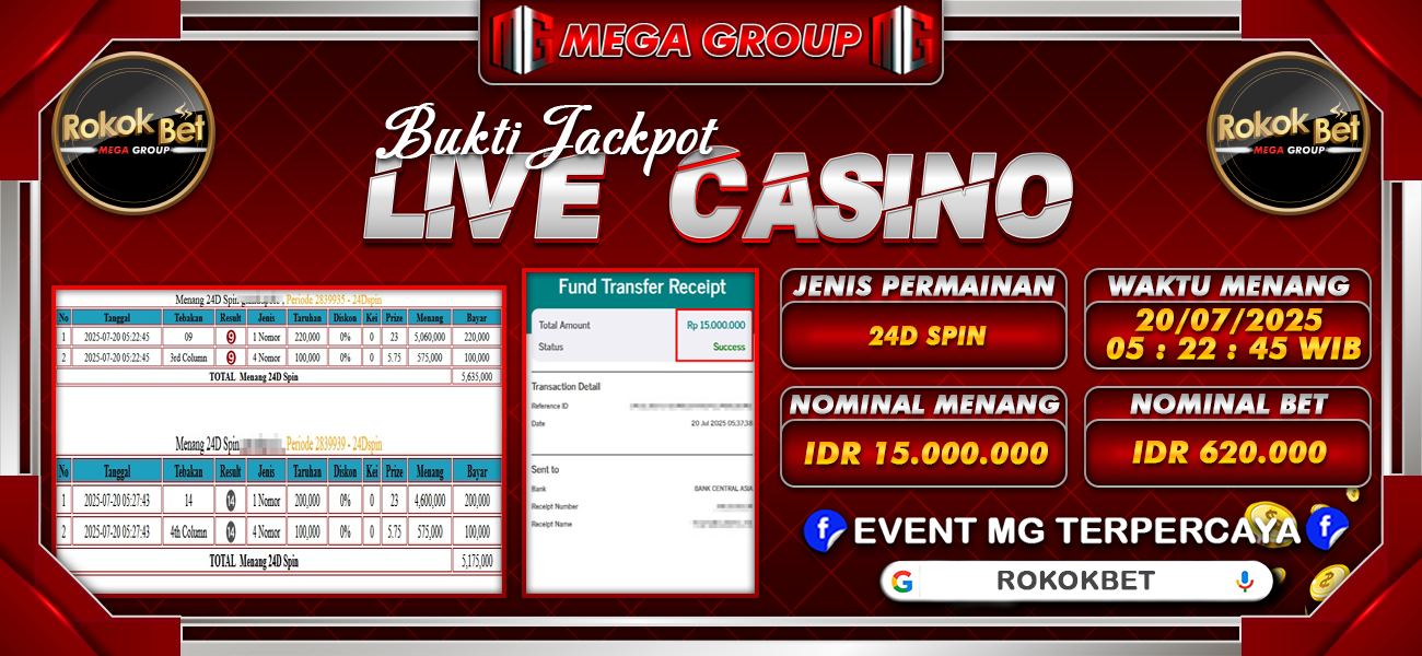 Bukti JP situs Rokokbet hari Minggu, 20 Juli 2025