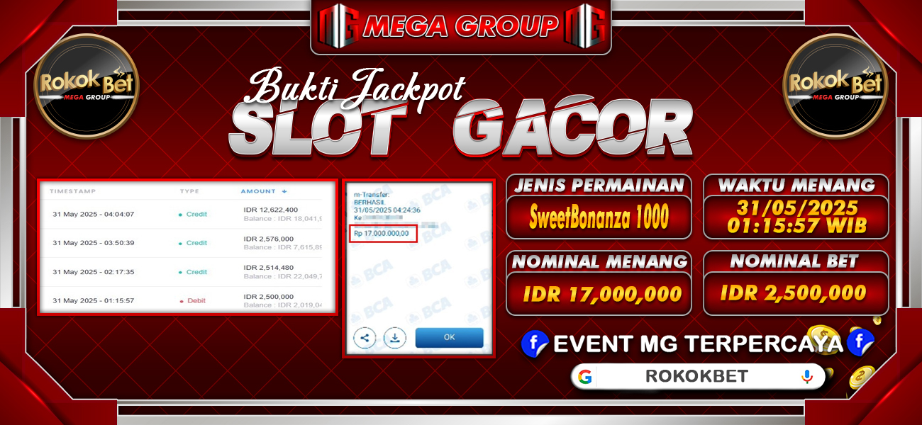 Bukti JP situs Rokokbet hari Sabtu, 31 Mei 2025