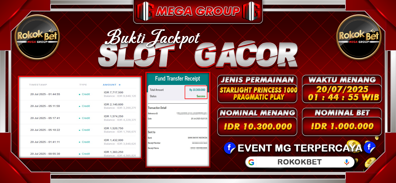 Bukti JP situs Rokokbet hari Minggu, 20 Juli 2025