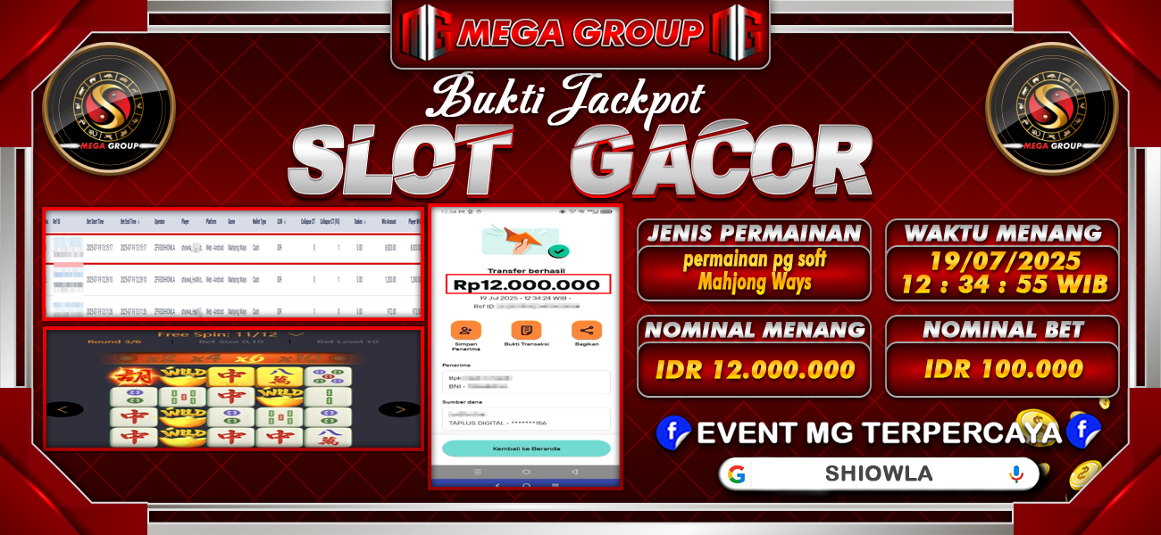 Bukti JP situs Shiowla hari Minggu, 20 Juli 2025