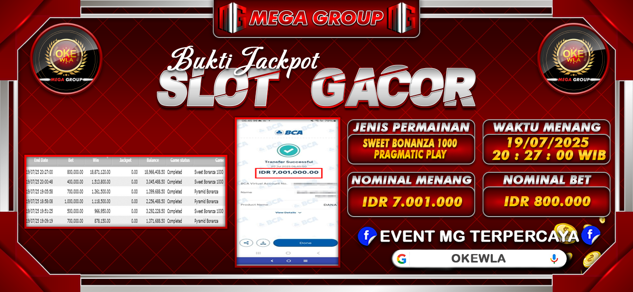 Bukti JP situs Okewla hari Minggu, 20 Juli 2025
