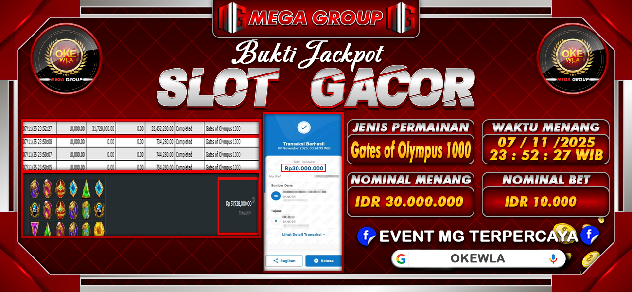 Bukti JP situs Okewla hari Jumat, 07 November 2025