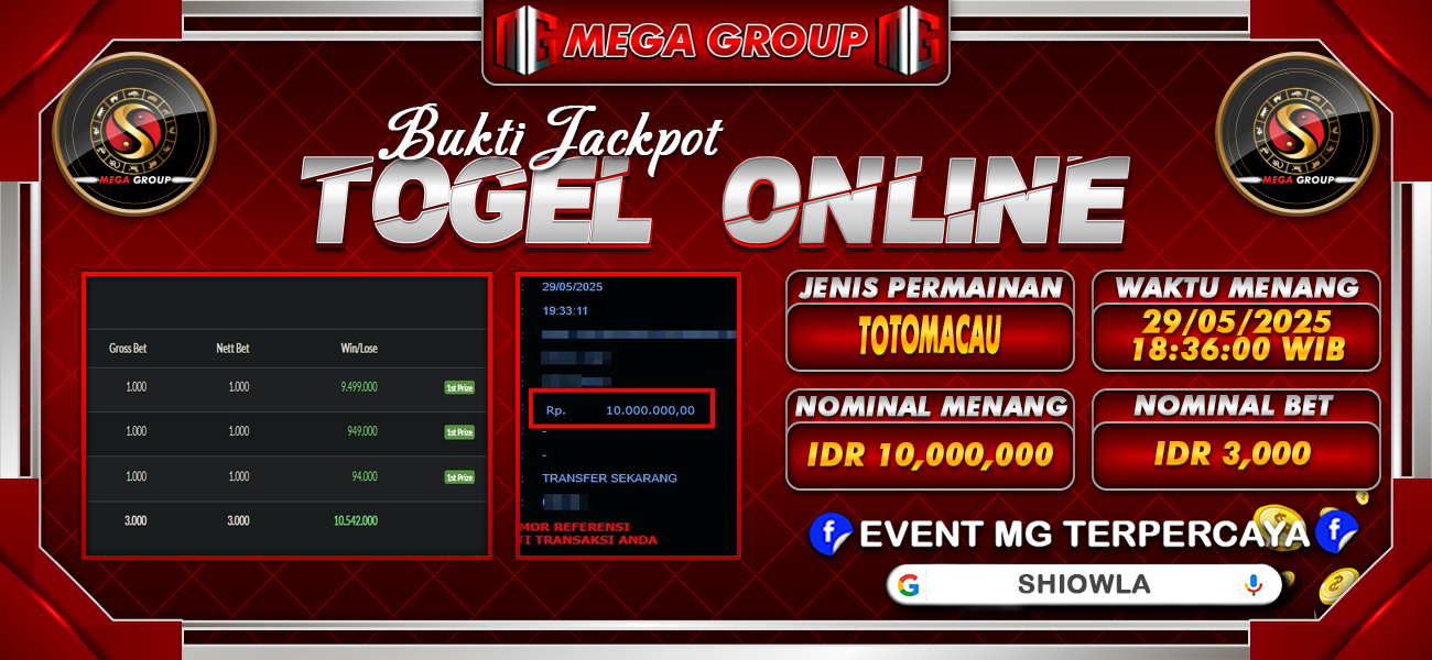 Bukti JP situs Shiowla hari Kamis, 29 Mei 2025