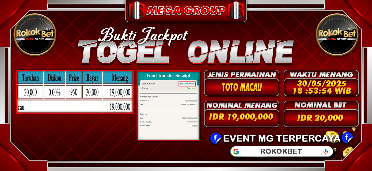 Bukti JP situs Rokokbet hari Jumat, 30 Mei 2025