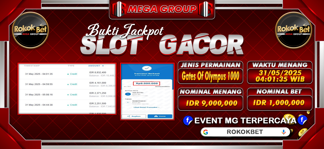 Bukti JP situs Rokokbet hari Sabtu, 31 Mei 2025
