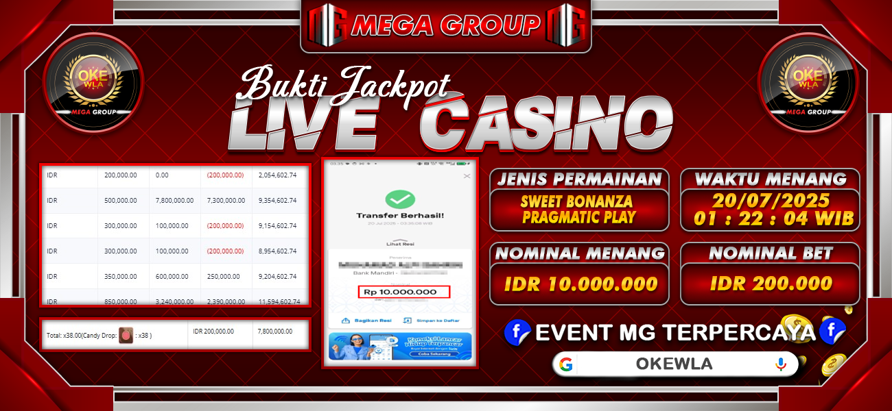 Bukti JP situs Okewla hari Minggu, 20 Juli 2025