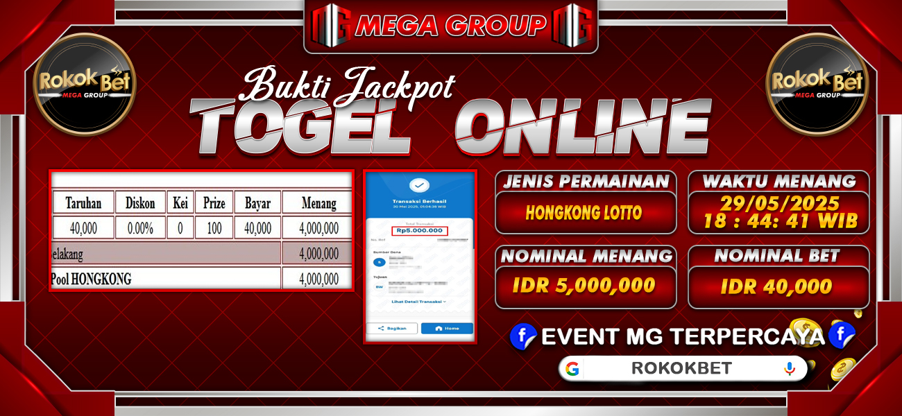Bukti JP situs Rokokbet hari Jumat, 30 Mei 2025