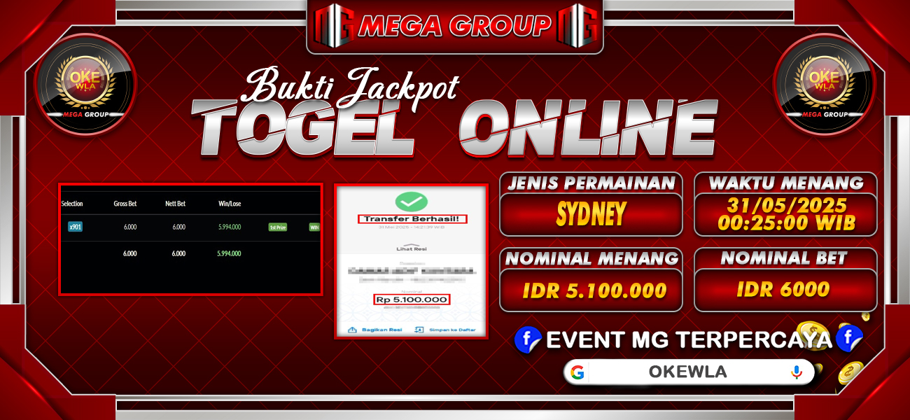 Bukti JP situs Okewla hari Sabtu, 31 Mei 2025