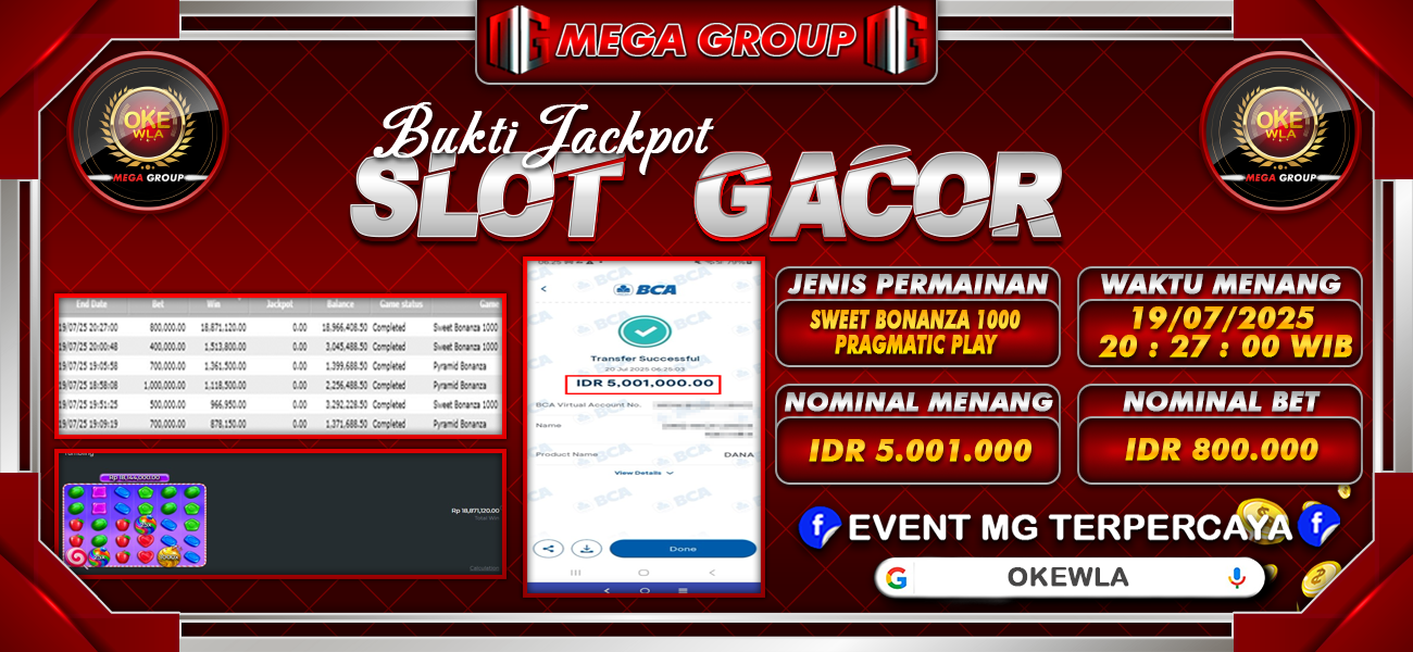 Bukti JP situs Okewla hari Minggu, 20 Juli 2025