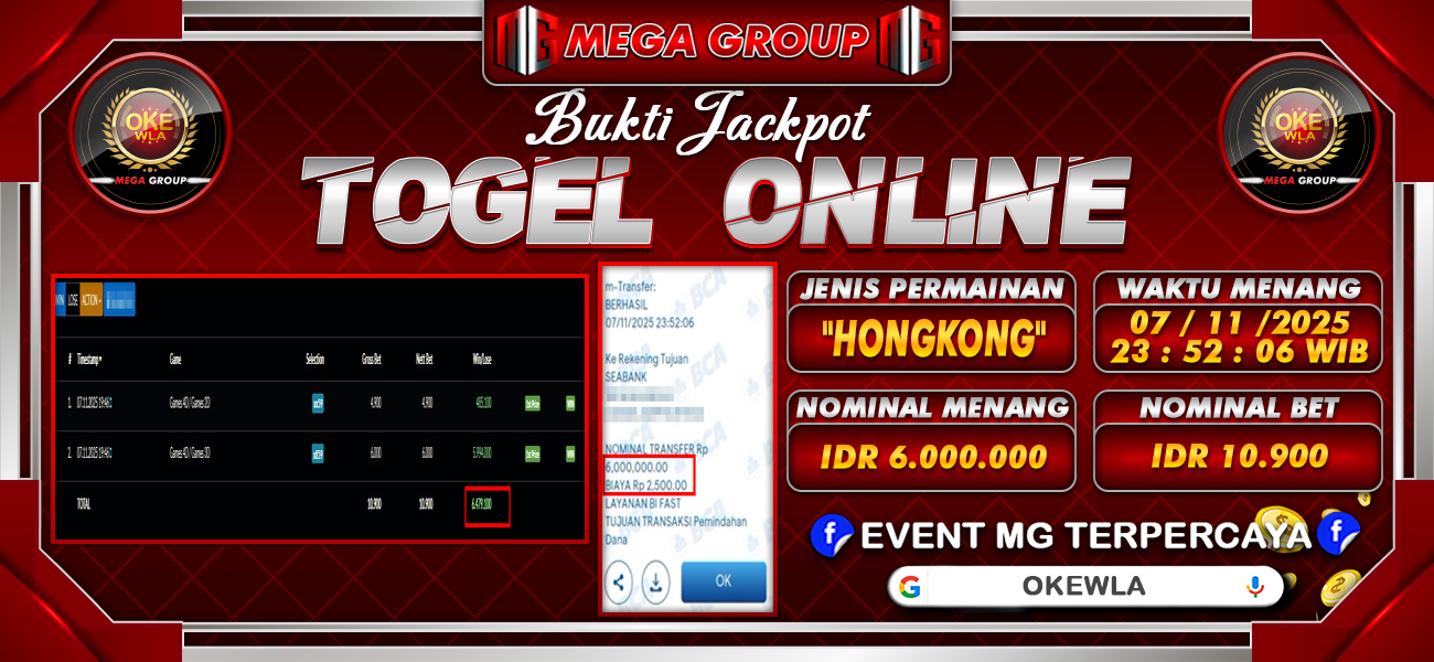 Bukti JP situs Okewla hari Jumat, 07 November 2025