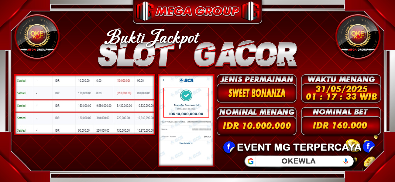 Bukti JP situs Okewla hari Sabtu, 31 Mei 2025