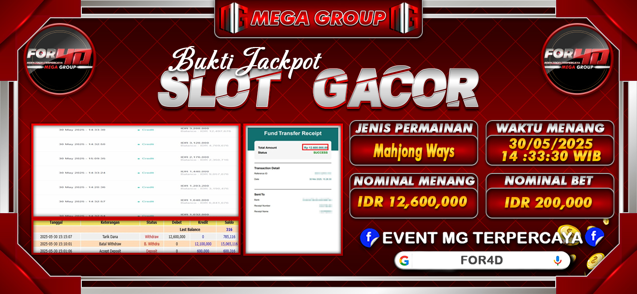 Bukti JP situs For4D hari Jumat, 30 Mei 2025